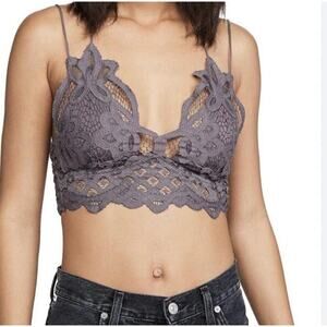 Free People Sz S Bralette Crop Tank Top Double Spaghetti Strap Goth Fairy Femme